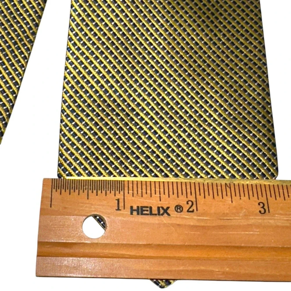 Brooks Brothers 346 Tie 100% Silk Yellow Blue‎ Geometric - Made in USA